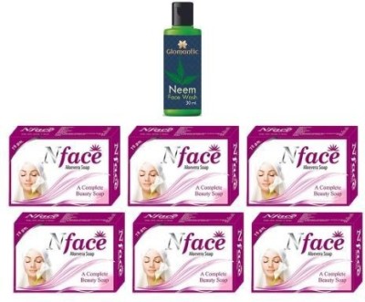 glomantic Neem Face Wash & N Face Aloevera Soap 6 pcs(7 Items in the set)