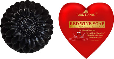 PARK DANIEL Premium Activated Charcoal Soap & Red Wine Soap Combo Pack -2 Soap of 100 gms(200 gms)(2 x 100 g)