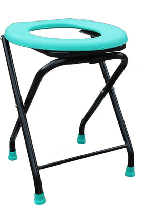 KBG Comfort Premium Folding Commode Chair/Stool- C Green Commode Chair(Green, Black)