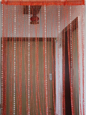 Kart Bazaar 274.32 cm (9 ft) Polyester Semi Transparent Long Door Curtain Single Curtain(Self Design, Red, Silver)