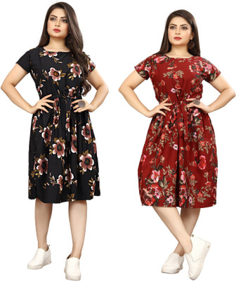 Nilkanth Fashion Women A-line Multicolor Knee Length Dress