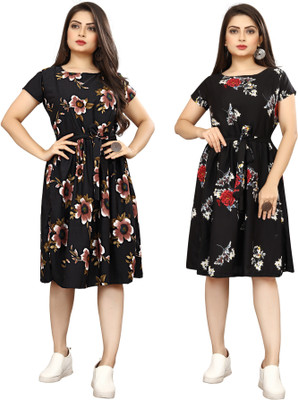 Nilkanth Fashion Women A-line Pink Knee Length Dress