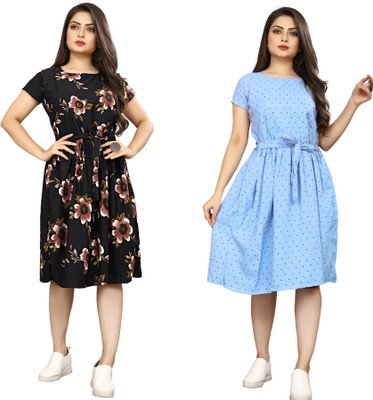 Nilkanth Fashion Women A-line Pink Knee Length Dress