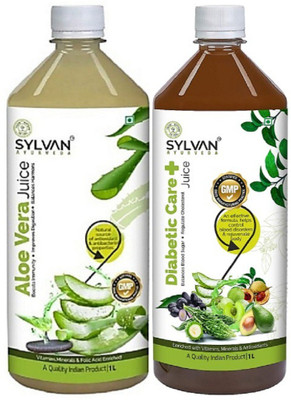SYLVAN AYURVEDA SYLVAN ALOE VERA JUICE 1L WITH DIABETIC CARE 1L | COMBO PACK ( PACK OF 2 )(2 x 1000 ml)