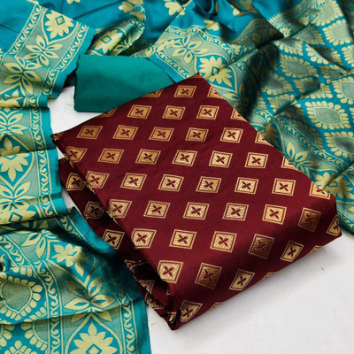 VredeVogel Cotton Silk Self Design Salwar Suit Material