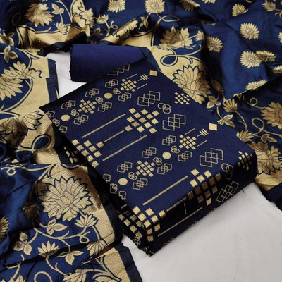 Dutt Textiles Silk Blend Self Design Salwar Suit Material