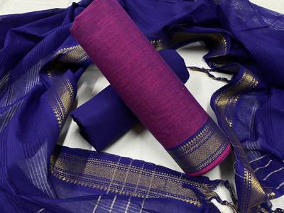 SILKORA Cotton Blend Self Design Salwar Suit Material