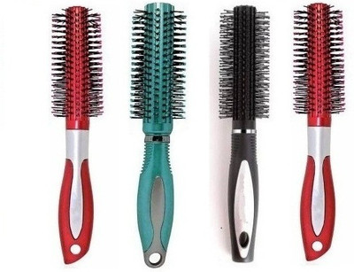 Alkaf Round Styling Hair Brush / Rolling Curling Comb Tool For Long & Short Hair Pack of 4