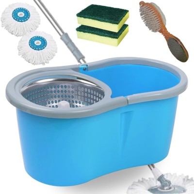 V-MOP Premium Quality Bucket Spin Mop - Dry & Wet Magic Cleaning Floor Mop (( 6 Months Warranty on Rod ))-A27 Mop Set, Mop, Cleaning Wipe, Bucket, Dustbin, Mop Refill, Broom, Kitchen Wiper, Dustpan