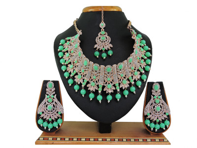 KAHAR CREATION Alloy Gold-plated Green Jewellery Set(Pack of 1)