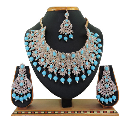 KAHAR CREATION Alloy Gold-plated Blue Jewellery Set(Pack of 1)