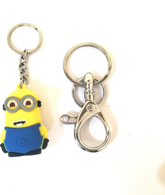 ShopTalk High Quality Rubber Toy Minion & Metal Hook Pack of 2 Key Chain