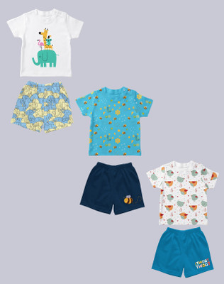 Mojua Baby Boys & Baby Girls Casual T-shirt Shorts(Multicolor1)