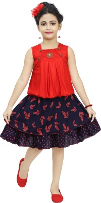 carrydreams Girls Party(Festive) Top Skirt(Red)