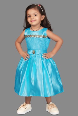 Fashion Dream Girls Calf Length Party Dress(Blue, Sleeveless)