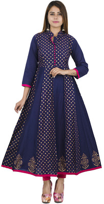 55 OFF on Zoeyams Women Printed Anarkali Kurta Blue on Flipkart