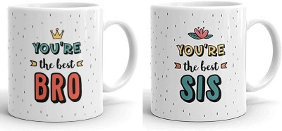 Couples Emotion World's Best Siblings Coffees - Best Gift for Brother & Sister on Birthday / Anniversary / Rakhi Ceramic Coffee Mug(330 ml, Pack of 2)