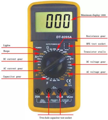 SG Flash Digital Multimeter with Probes and Battery Digital Multimeter(Yellow 2000 Counts)