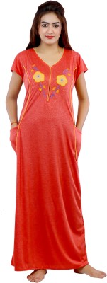 Swastik Stuffs Women Nighty(Red)