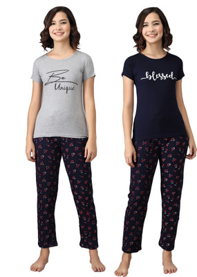 ANIXA Women Printed Multicolor Top & Pyjama Set