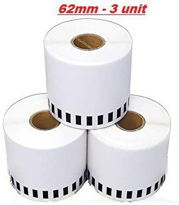 sasha DK-2205 Brother Compatible Continuous Length Paper Tape Labels without Stand Sticker-62MM X 30MTR (Pack of 3) Self Adhesive Paper Label(White)