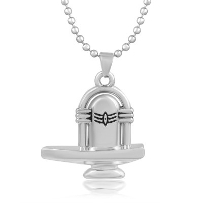 RN Silver Plated Brass, Lord Shiva with Shivling, Excellent Finishing, Bholenath Hindu temple Jewellery Pendant Locket for Men and Women Silver Brass Pendant