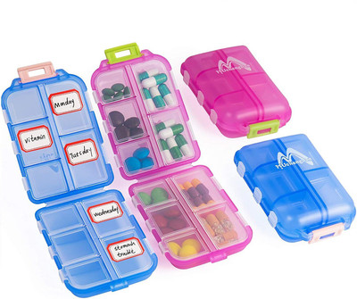 S M CREATION 7-day Pill Box(Blue, Pink)