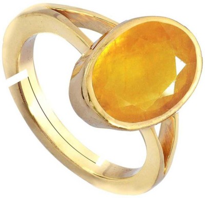 RS JEWELLERS Brass Sapphire Gold Plated Ring