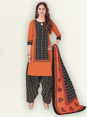 Jevi Prints Striped, Printed Kurta, Patiala & Dupatta Set