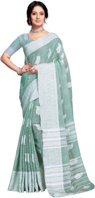 VASTRA-Factory Store Woven Bollywood Cotton Linen Saree(Grey)