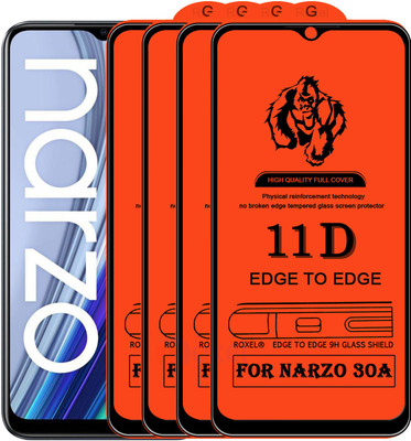 Roxel Edge To Edge Tempered Glass for Realme Narzo 30A(Pack of 4)