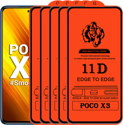 Roxel Edge To Edge Tempered Glass for Poco X3(Pack of 5)