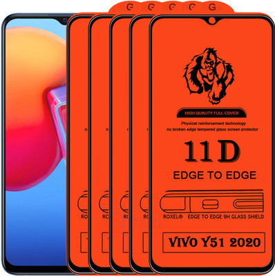 Roxel Edge To Edge Tempered Glass for Vivo Y51 2020(Pack of 5)