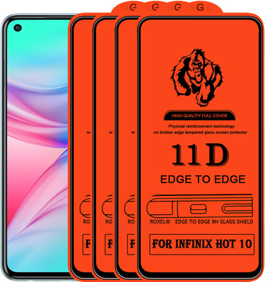 Roxel Edge To Edge Tempered Glass for Infinix Hot 10(Pack of 4)