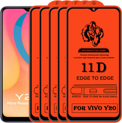 Roxel Edge To Edge Tempered Glass for Vivo Y20(Pack of 5)