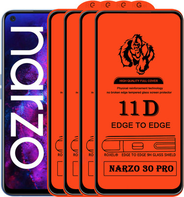 Roxel Edge To Edge Tempered Glass for Realme Narzo 30 Pro(Pack of 4)