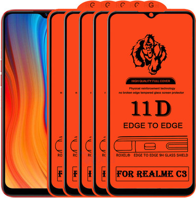 Roxel Edge To Edge Tempered Glass for Realme C3(Pack of 5)