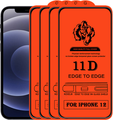Roxel Edge To Edge Tempered Glass for IPhone 12(Pack of 4)