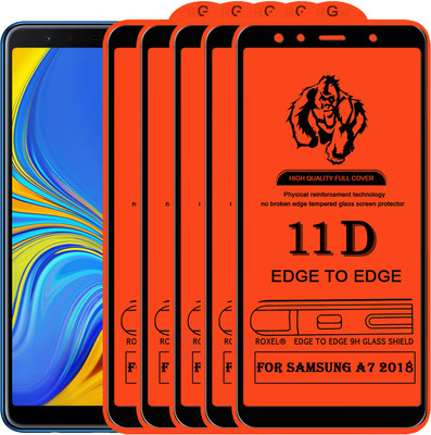 Roxel Edge To Edge Tempered Glass for Samsung A7 2018(Pack of 5)
