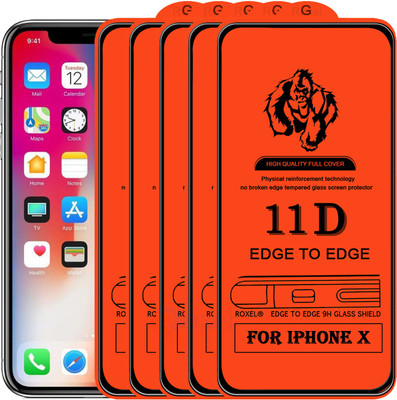 Roxel Edge To Edge Tempered Glass for Apple iPhone X(Pack of 5)