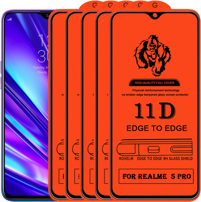 Roxel Edge To Edge Tempered Glass for Realme 5 Pro(Pack of 5)