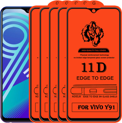 Roxel Edge To Edge Tempered Glass for Vivo Y91(Pack of 5)