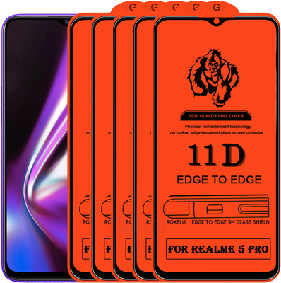 Roxel Edge To Edge Tempered Glass for Realme 5S(Pack of 5)