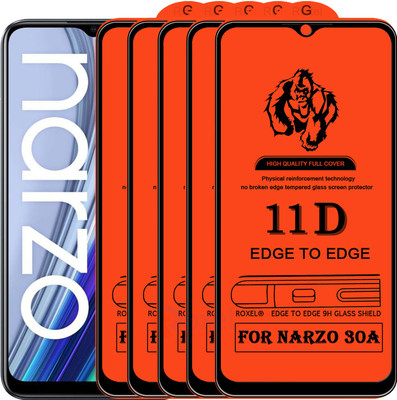 Roxel Edge To Edge Tempered Glass for Realme Narzo 30A(Pack of 5)