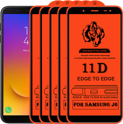 Roxel Edge To Edge Tempered Glass for Samsung J6(Pack of 5)