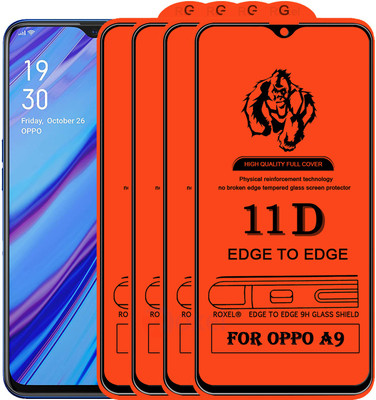 Roxel Edge To Edge Tempered Glass for Oppo A9(Pack of 4)