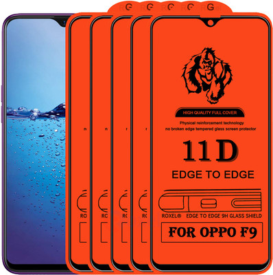 Roxel Edge To Edge Tempered Glass for Oppo F9(Pack of 5)