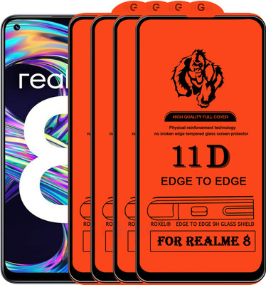 Roxel Edge To Edge Tempered Glass for Realme 8(Pack of 4)