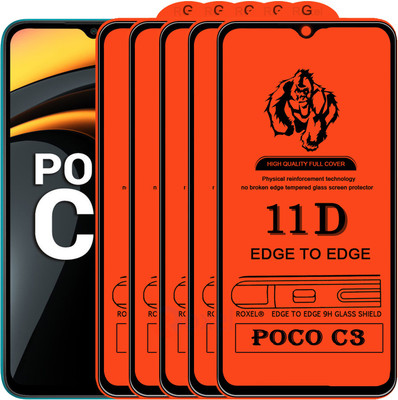 Roxel Edge To Edge Tempered Glass for Poco C3(Pack of 5)