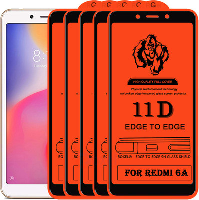 Roxel Edge To Edge Tempered Glass for Mi Redmi 6A(Pack of 5)